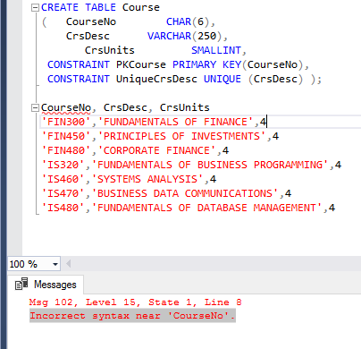 screenshot of SQL Studio code