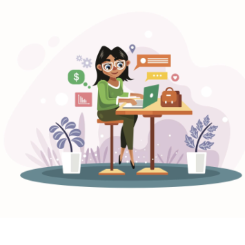 woman typing on a laptop at her desk