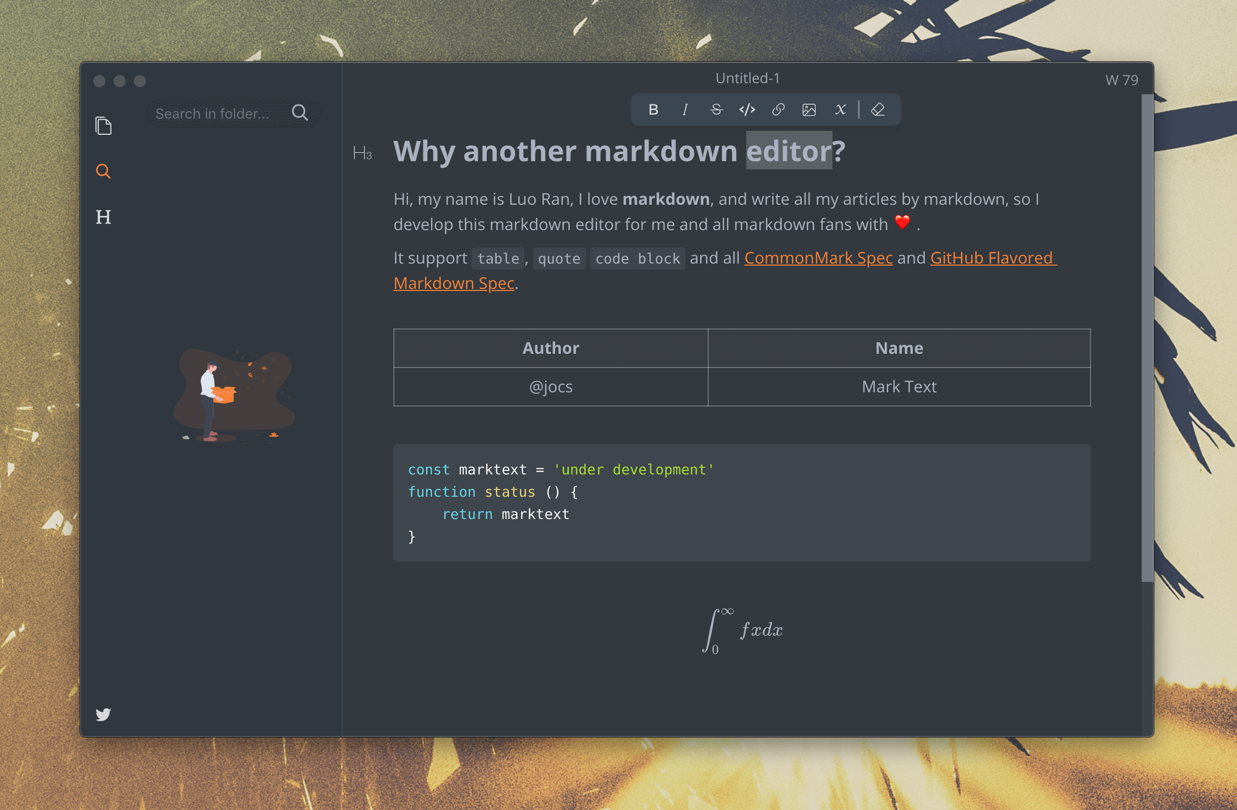 Mark Text Markdown editor screenshot