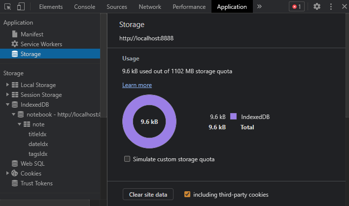 DevTools Application panel
