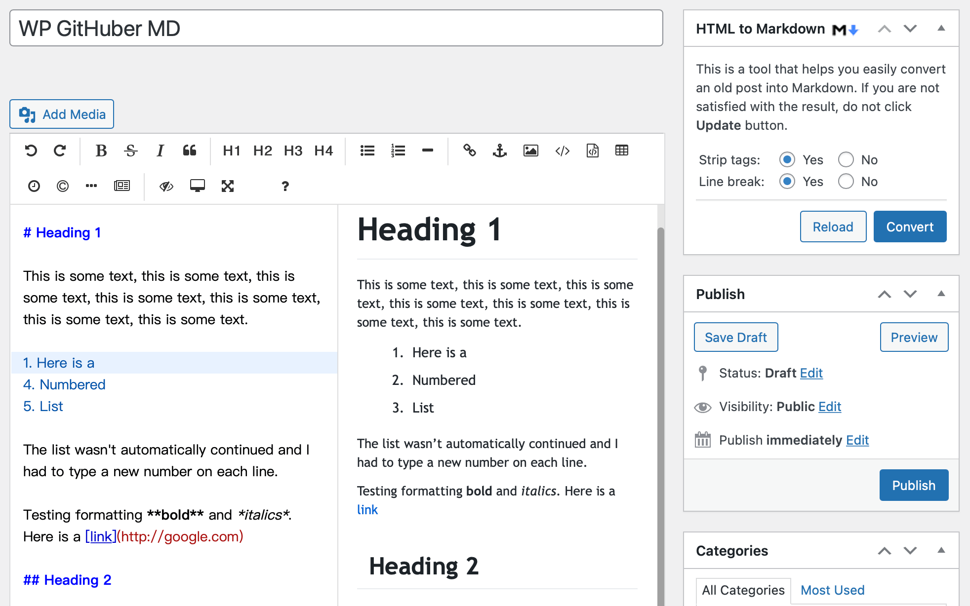 Screenshot of WP Githuber MD