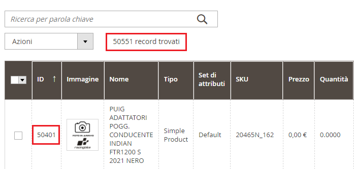 PRODUCTS section in Magento backend