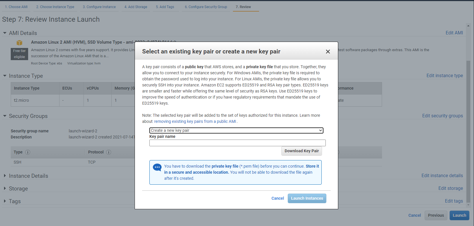 Create new SSH key pair