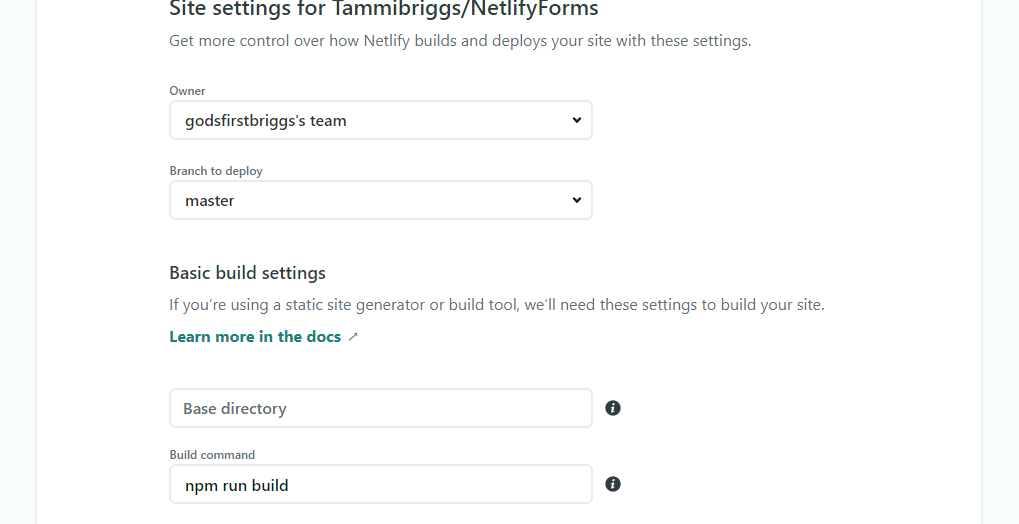 Site build and deployment page