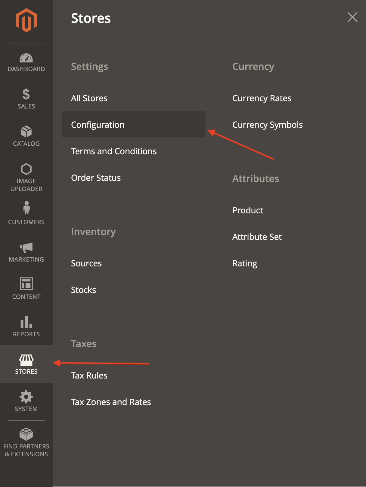 Configuration in Menu