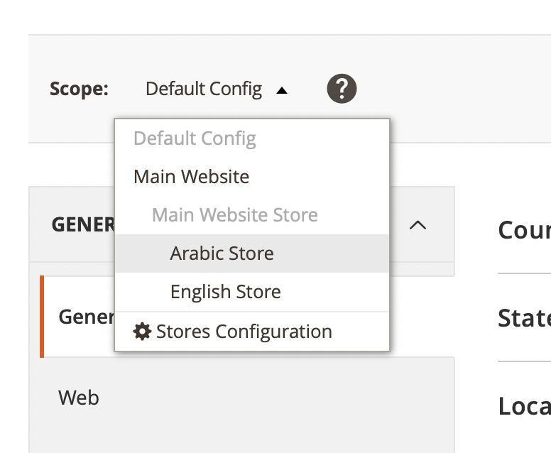 Store Views Dropdown