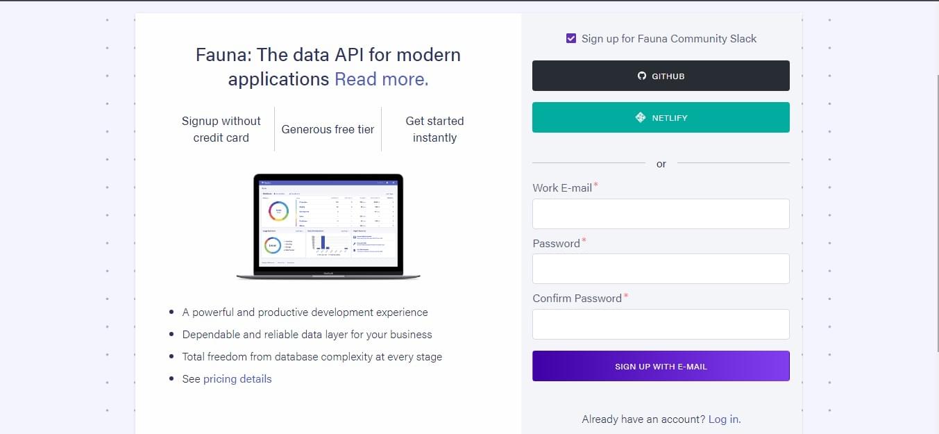 Creating a FaunaDB account