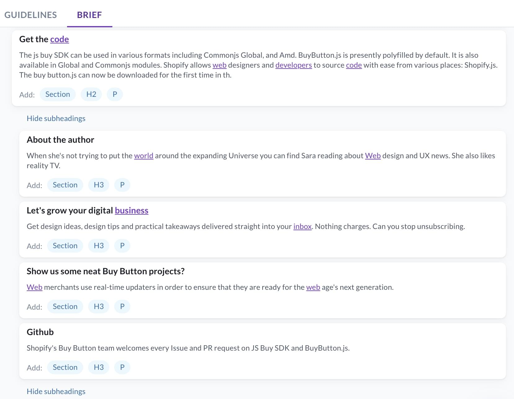 Surfer Outline Builder Subheadings