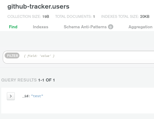 The users collection in Atlas