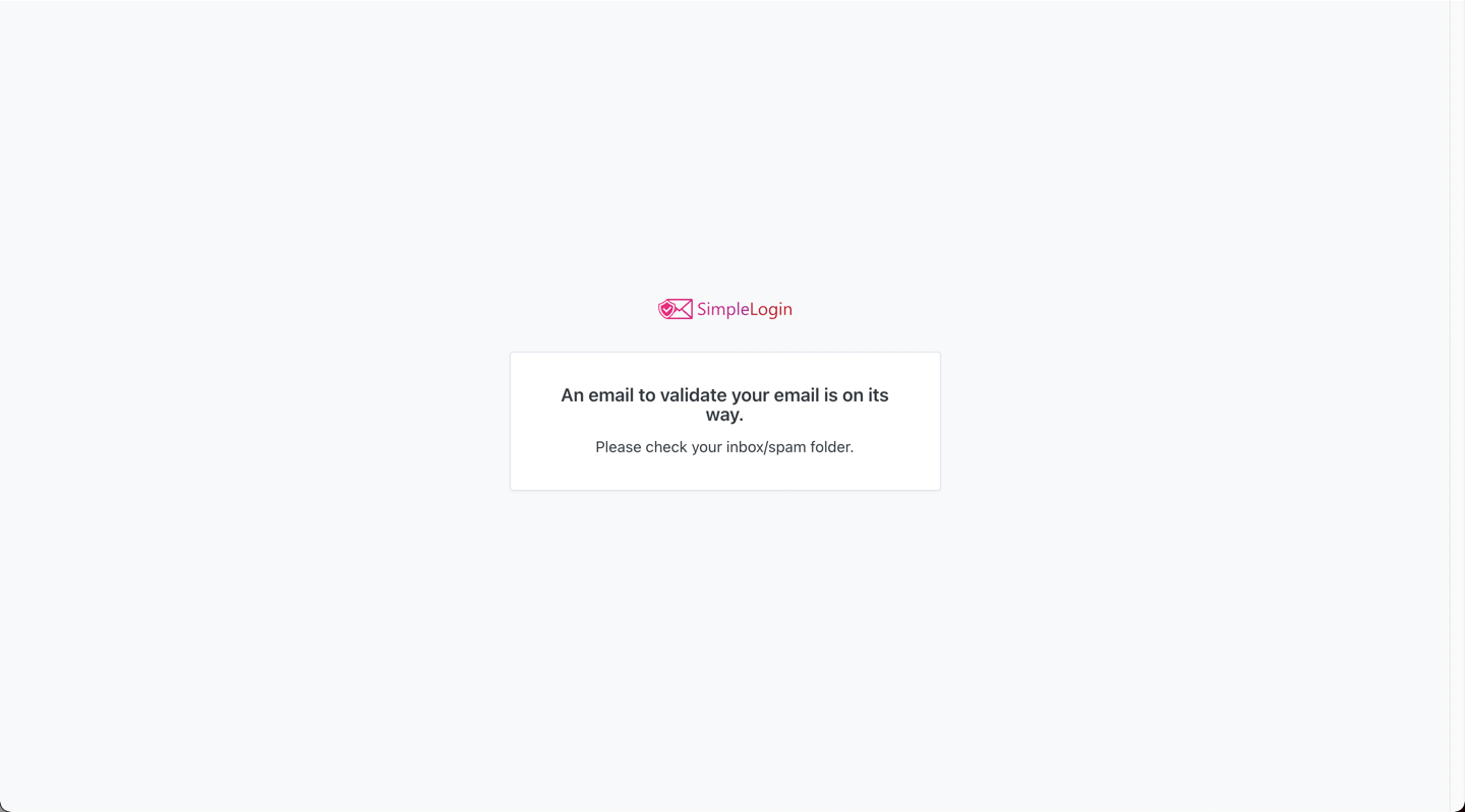 SimpleLogin verification email
