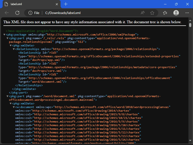 Default MS Edge view. The <?xml version=... header is omitted Default MS Edge view. The <?xml version=... header is omitted