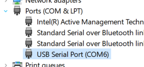 USB Serial port shown in device manager under win10