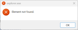 Windows Error: Element not found