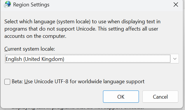 change system locale window
