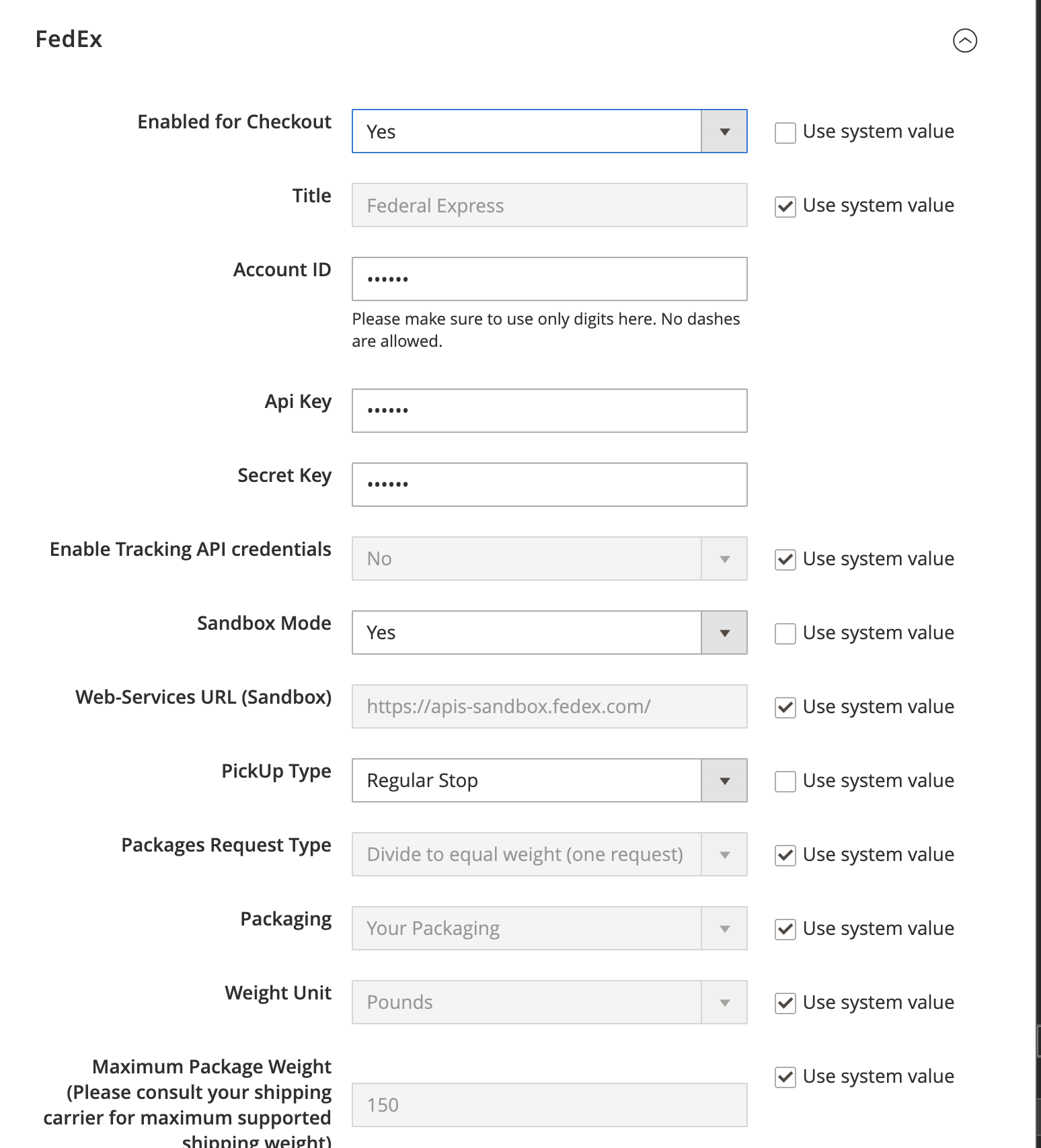 Fedex Credential Options