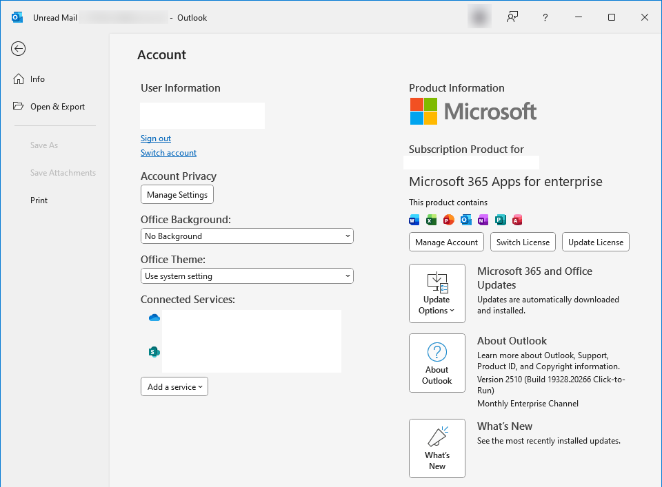 Outlook version