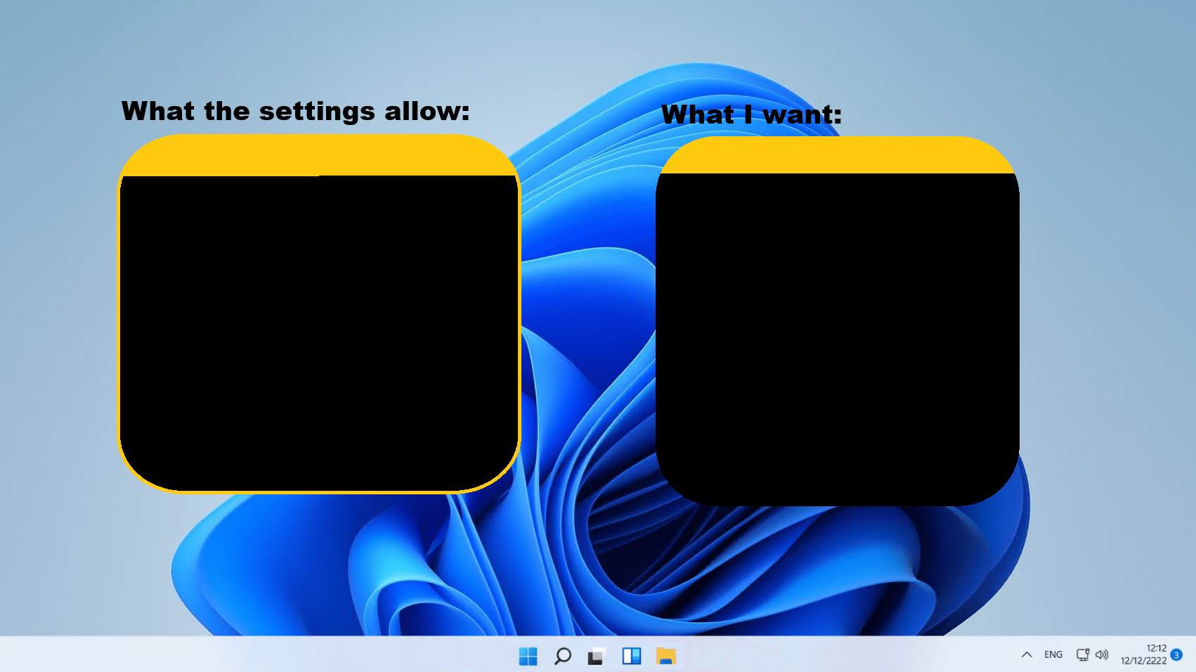 A mock-up showing two windows one with the accent color setting applied to color in the title bar and border and one only coloring the title, which is what I try to achive