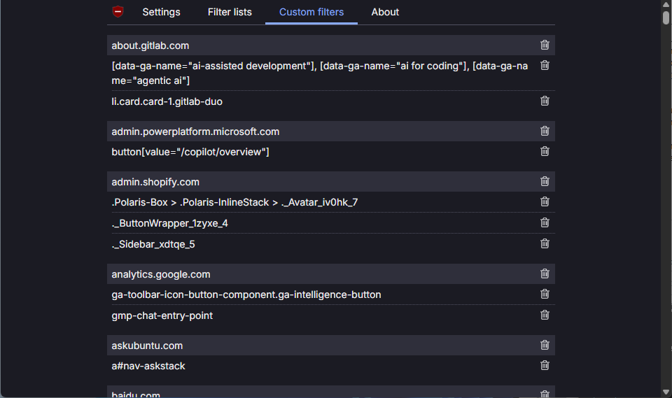 image of custom filters