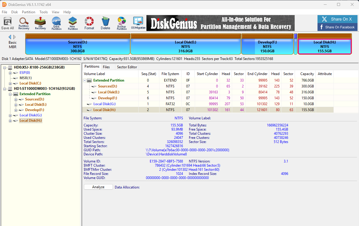 This is my drive status on DiskGenius