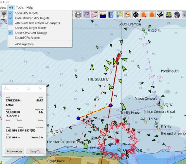 AIS data displayed by OpenCPN