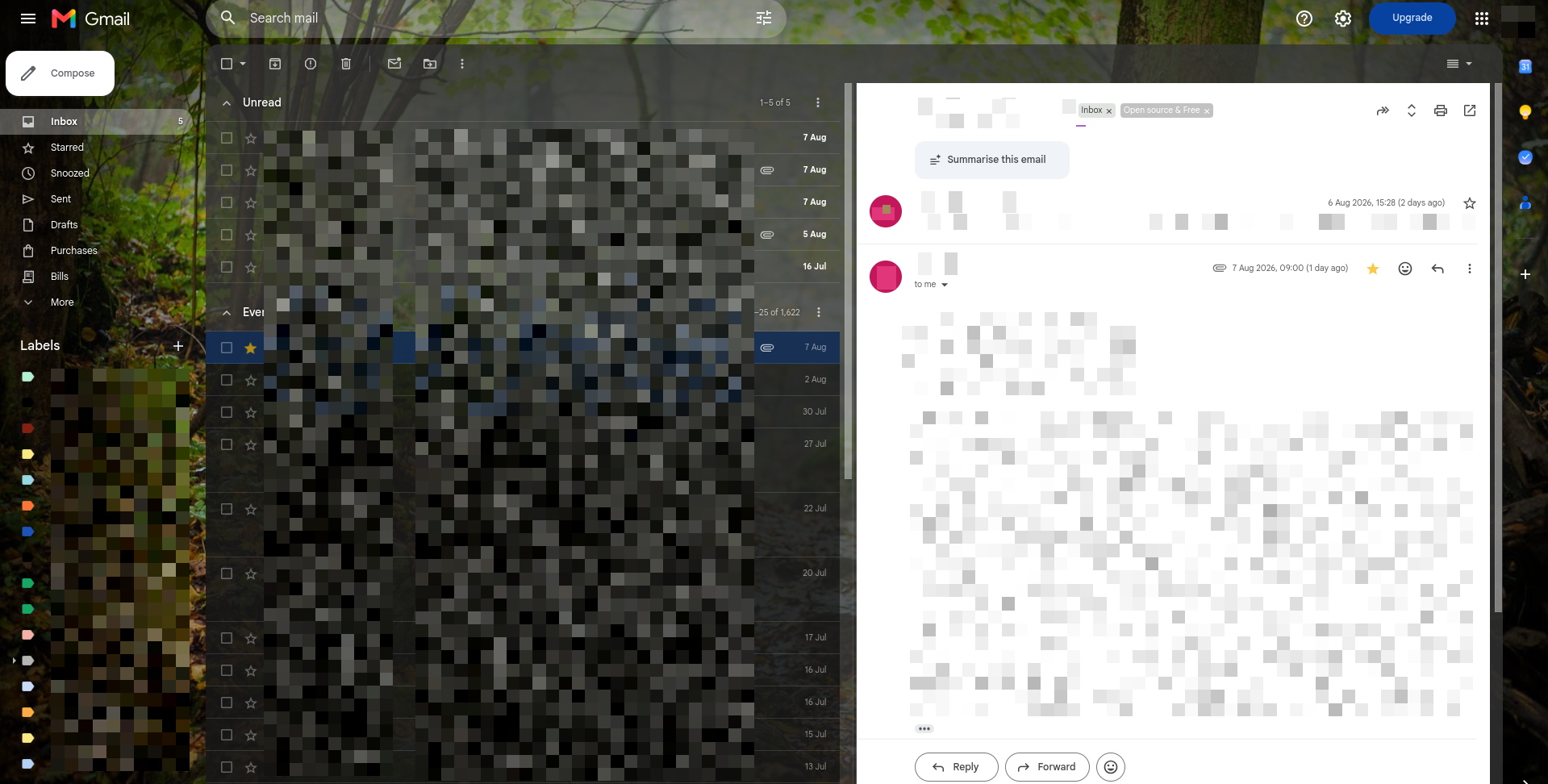 screenshot of gmail