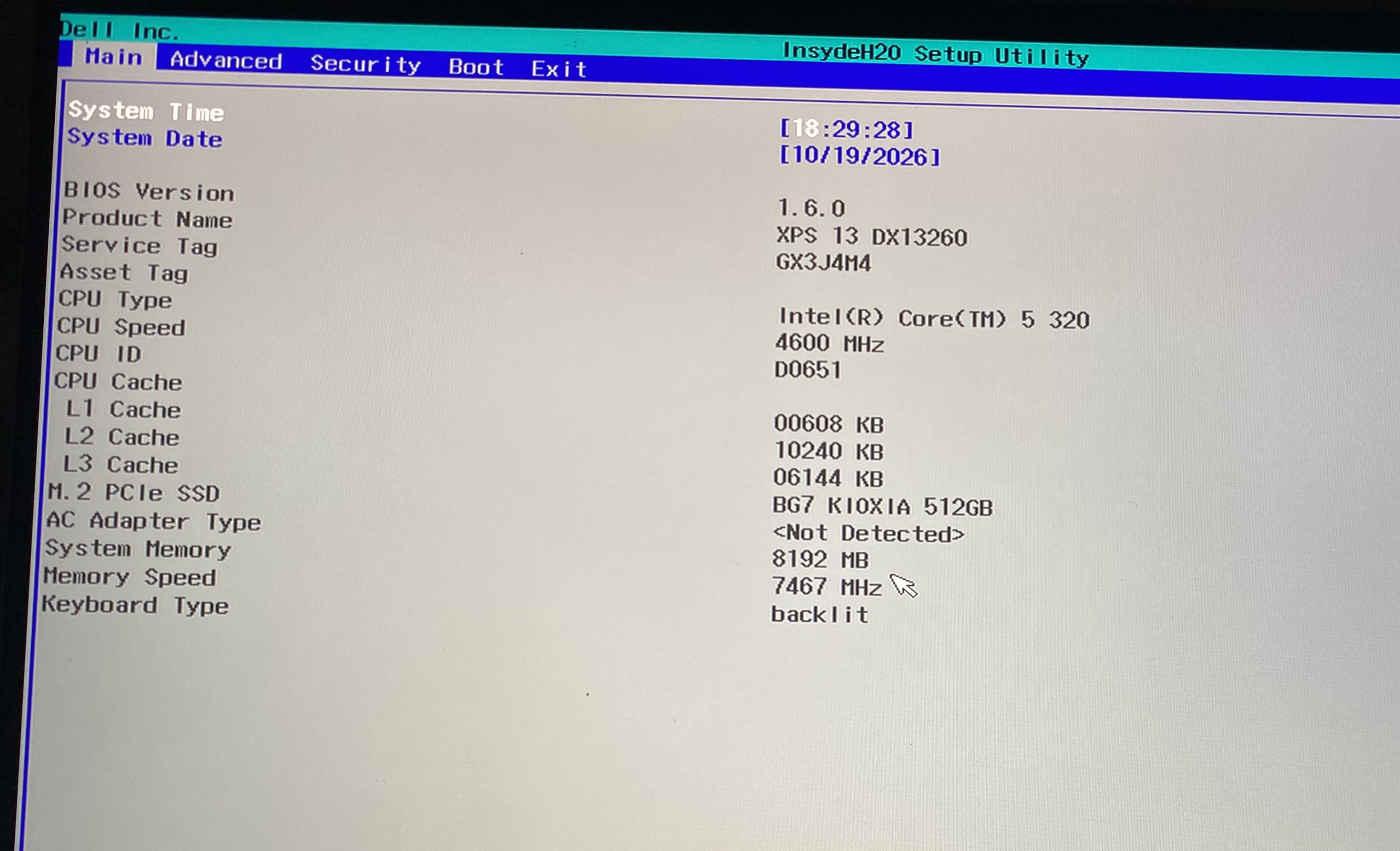 XPS 13 DX13260 product info